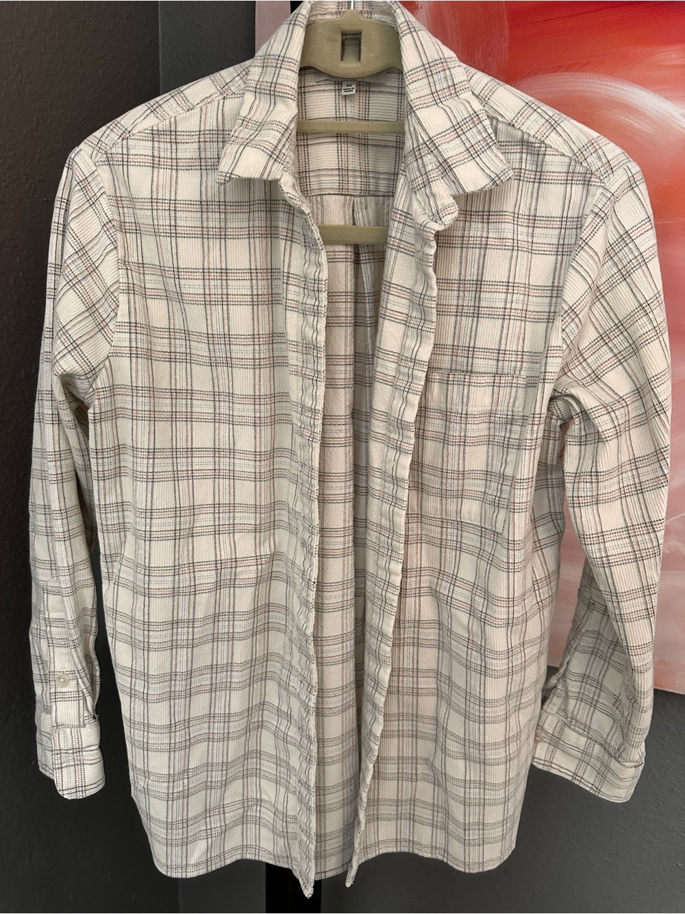 Madewell Plaid Button-Up Shirt in Cream, Black and Peach
